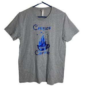 Canvas Women TShirt Tee Medium Castles Coffee Heather Gray Blue Short Sleeve